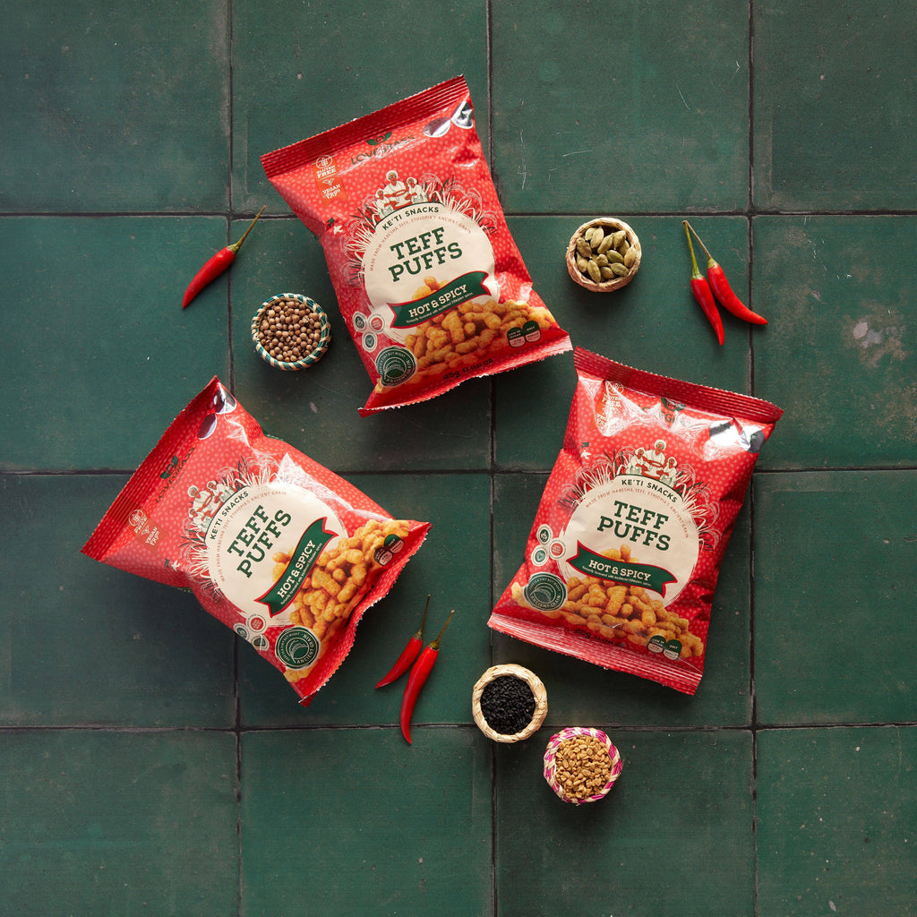 Lovegrass Ethiopia – Snacks soufflés au teff épicés -  sans gluten – 25 g