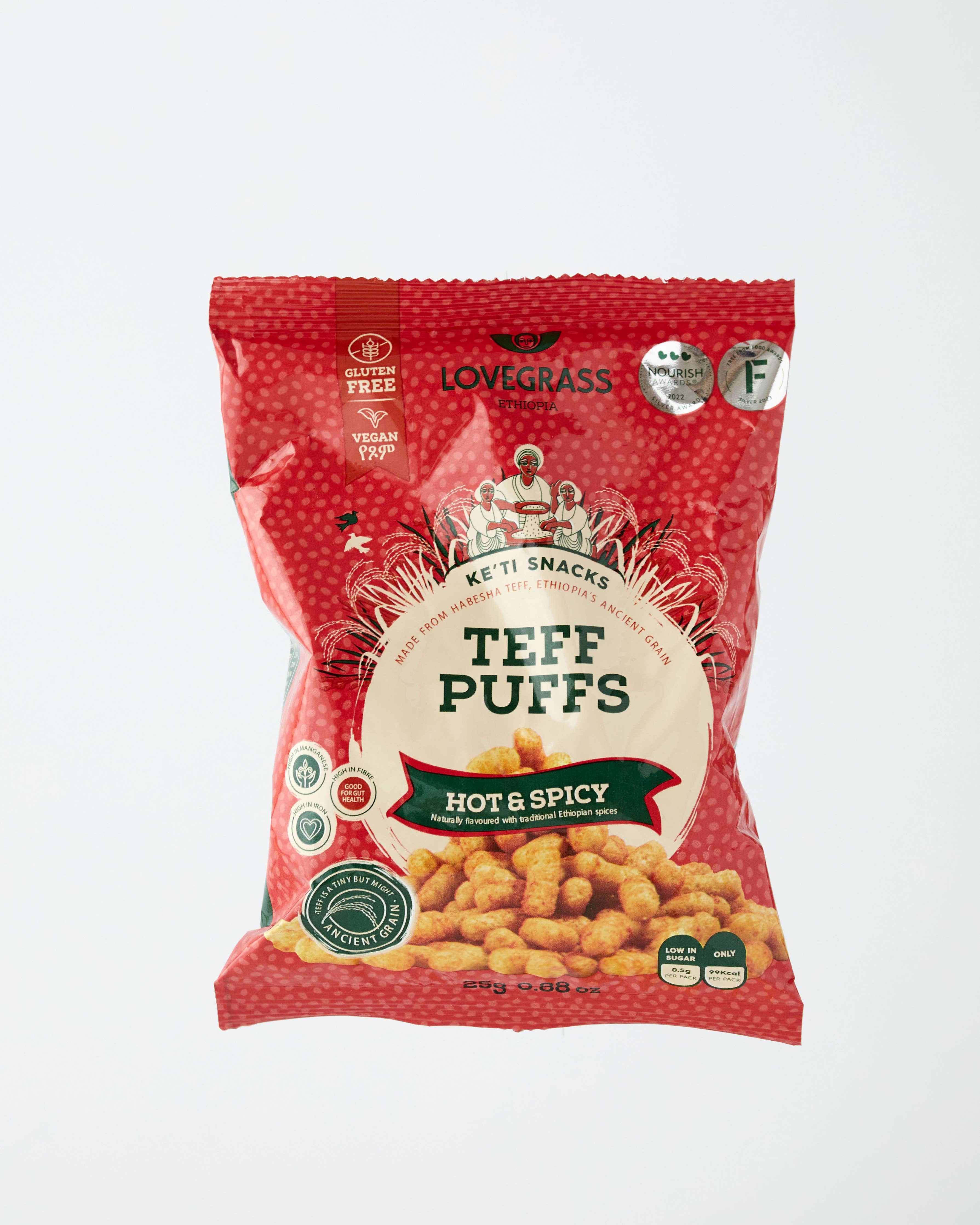 Lovegrass Ethiopia – Snacks soufflés au teff épicés -  sans gluten – 25 g
