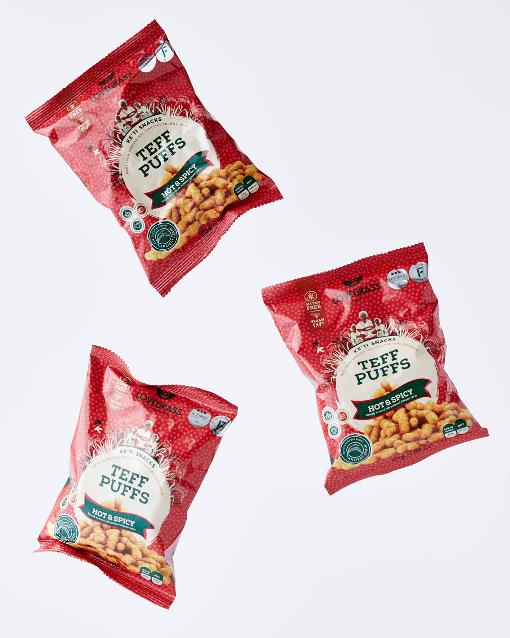 Lovegrass Ethiopia – Snacks soufflés au teff épicés -  sans gluten – 25 g