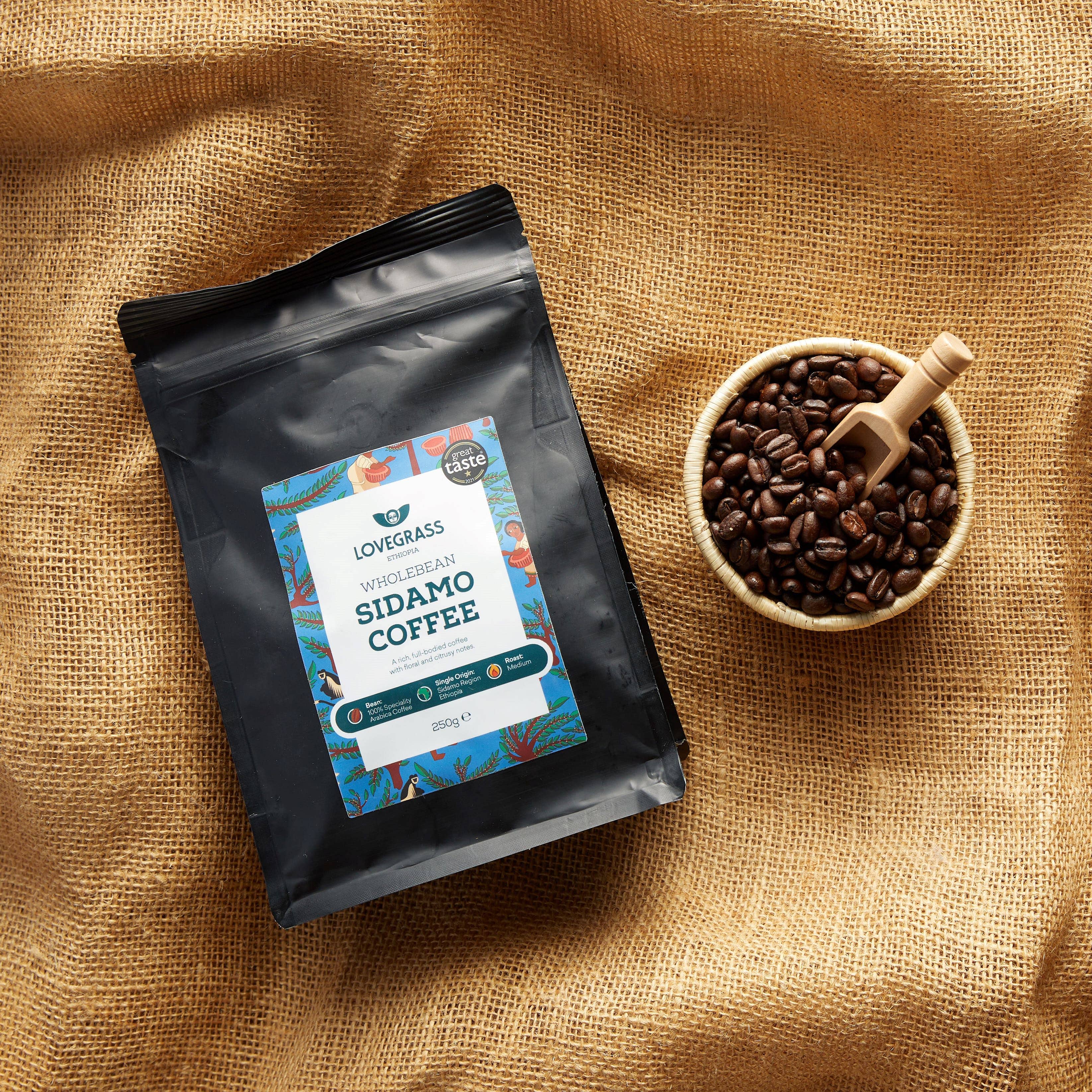 Lovegrass Ethiopia – Café en Grains Sidamo  – 250 g