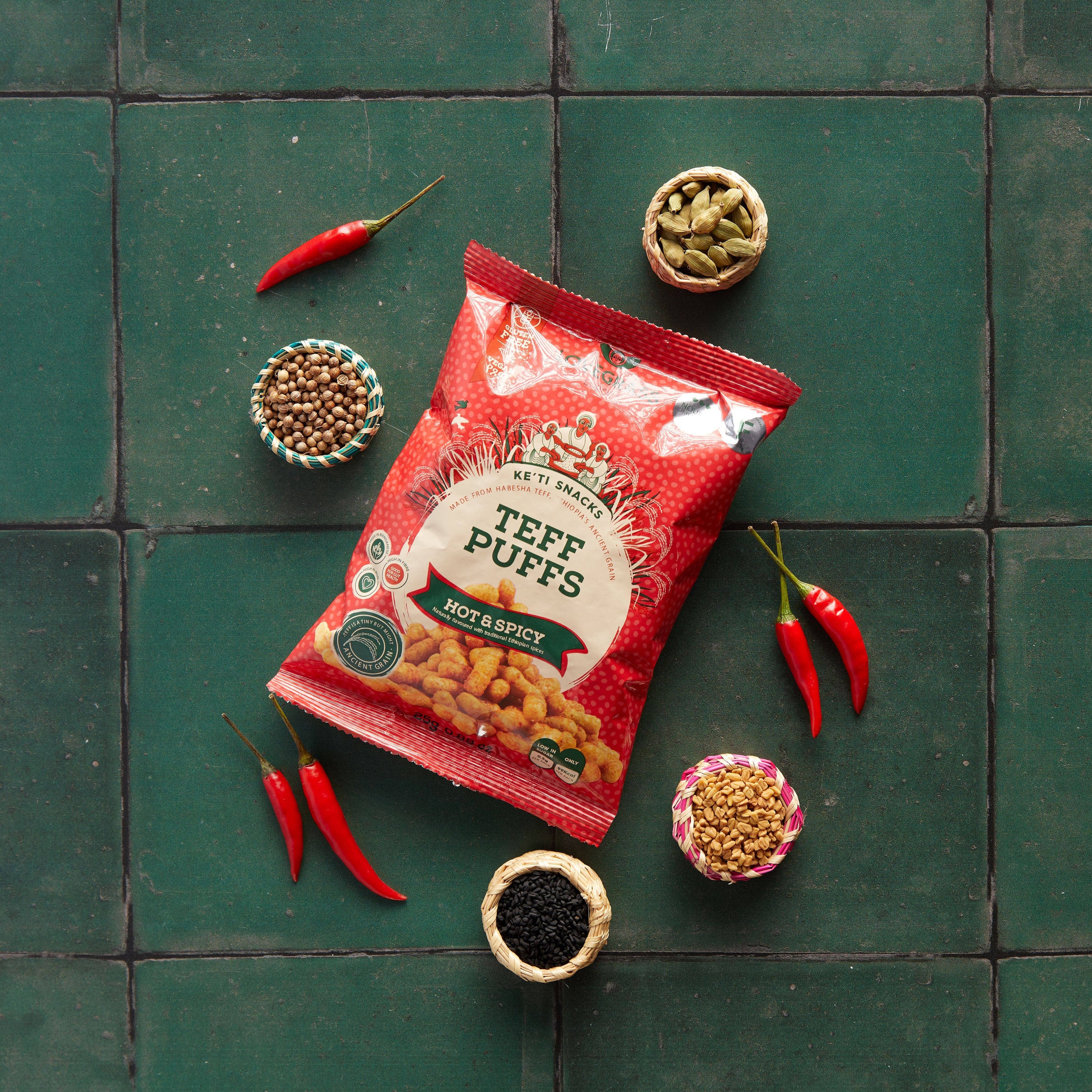 Lovegrass Ethiopia – Snacks soufflés au teff épicés -  sans gluten – 25 g