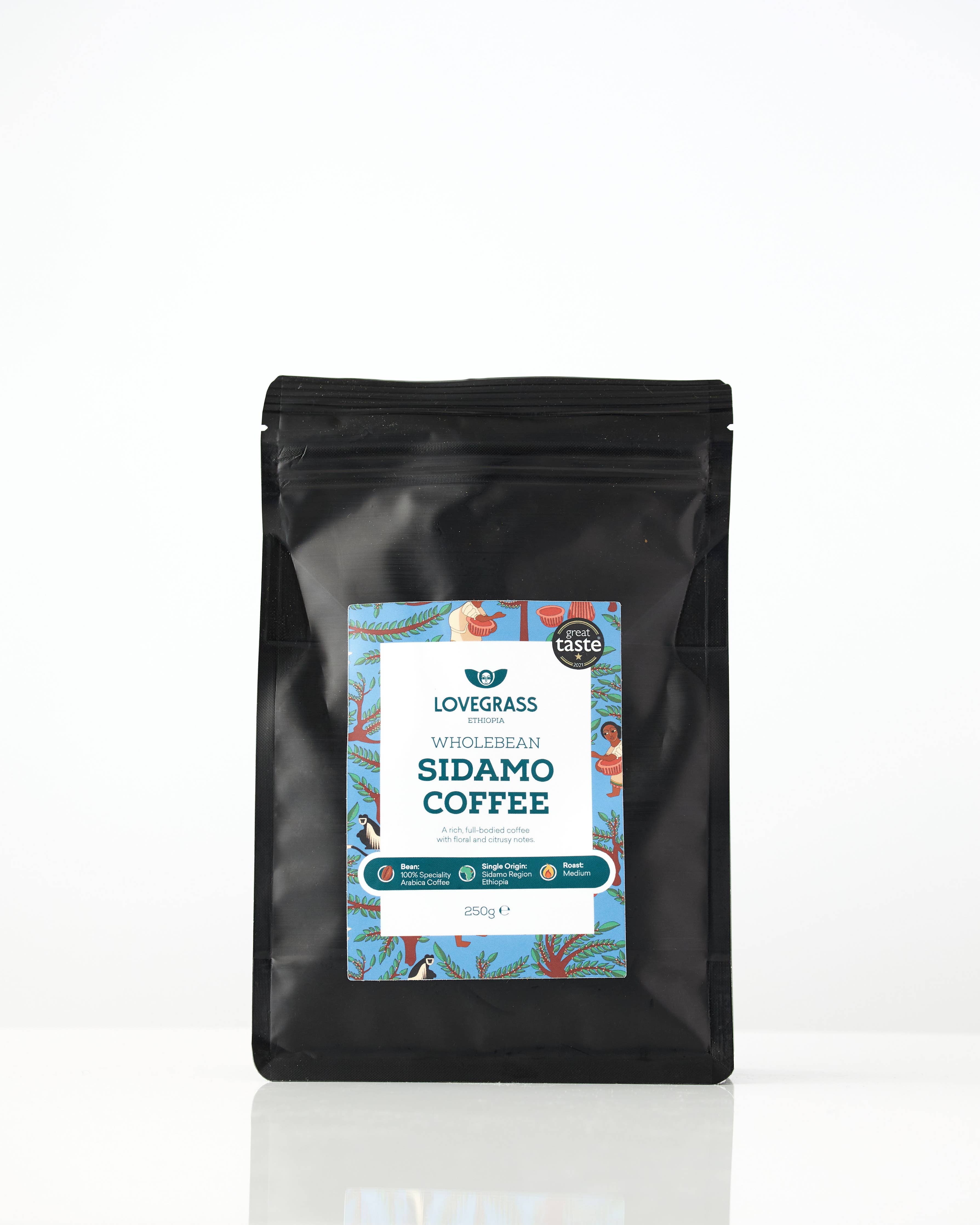 Lovegrass Ethiopia – Café en Grains Sidamo  – 250 g