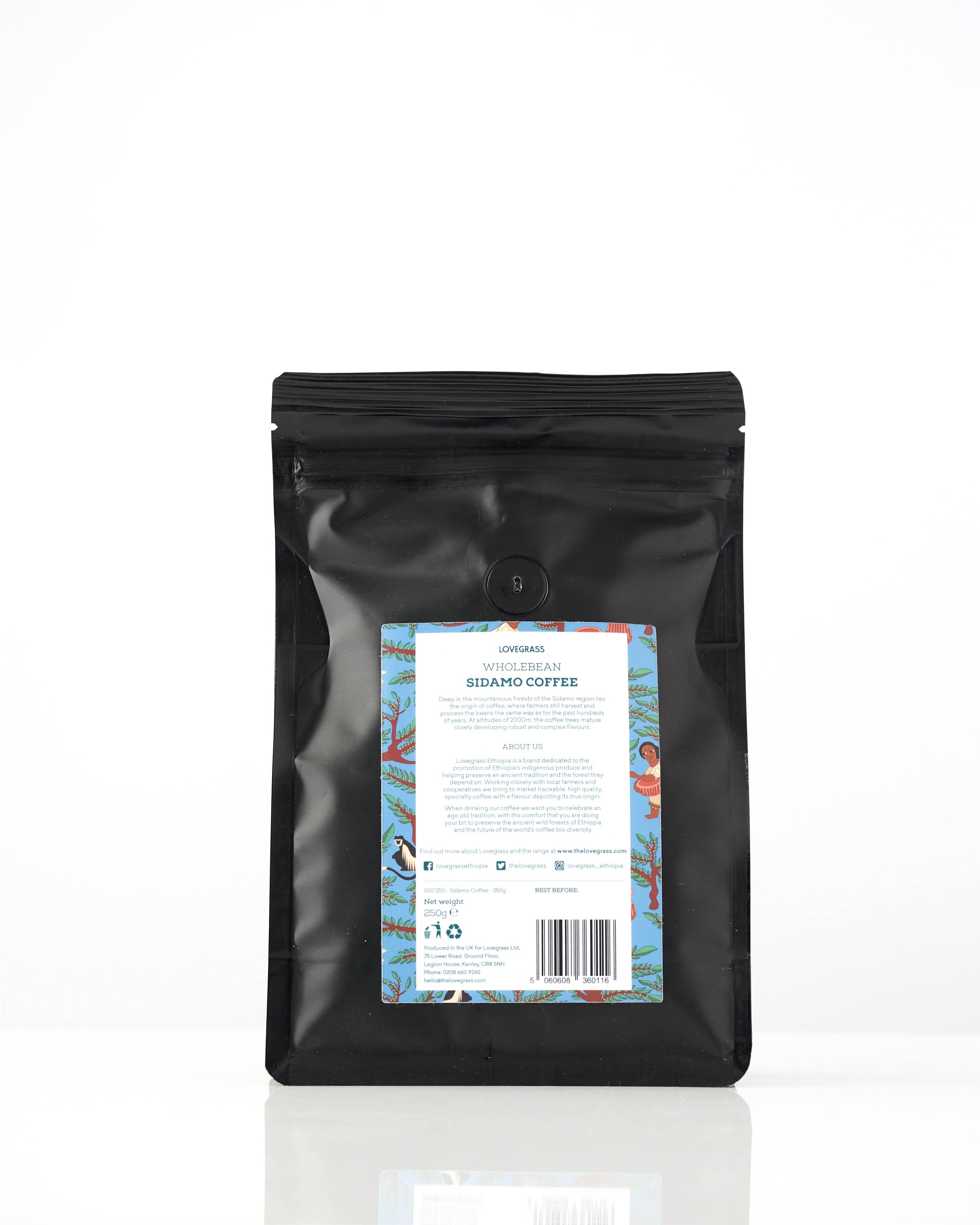 Lovegrass Ethiopia – Café en Grains Sidamo  – 250 g